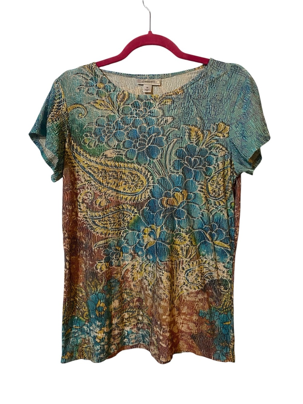 Vintage Y2K Dressbarn Crinkle Mesh Graphic Top Medium Whimsygoth Fairy Grunge